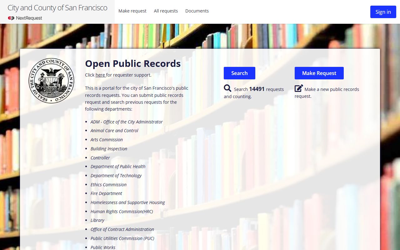 San Francisco NextRequest public records portal