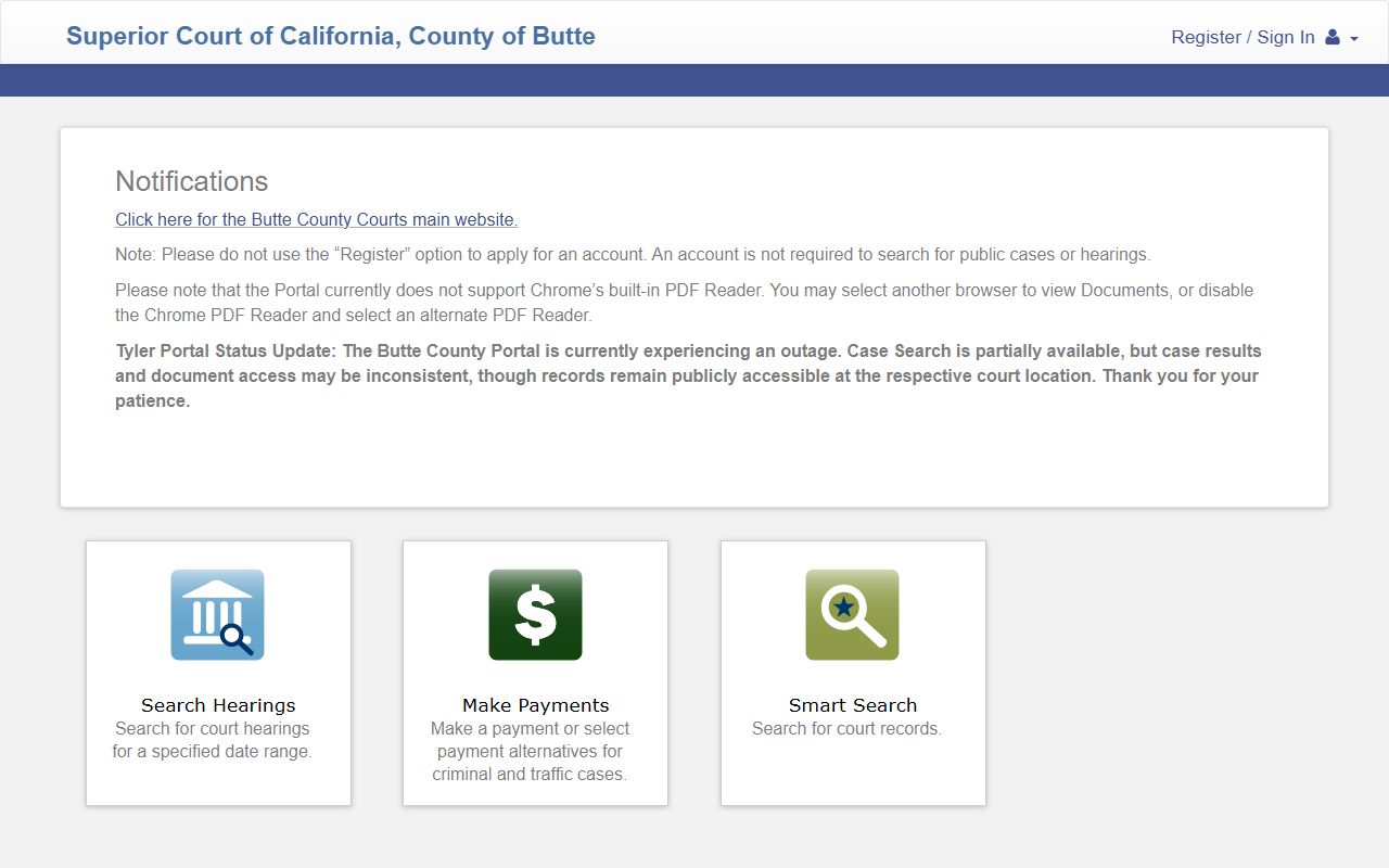 Butte County Superior Court Tyler Technologies portal