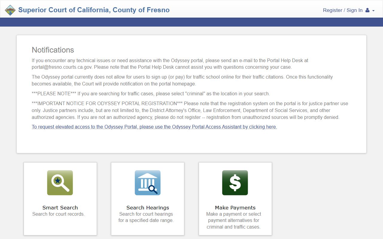 Fresno County public portal case search