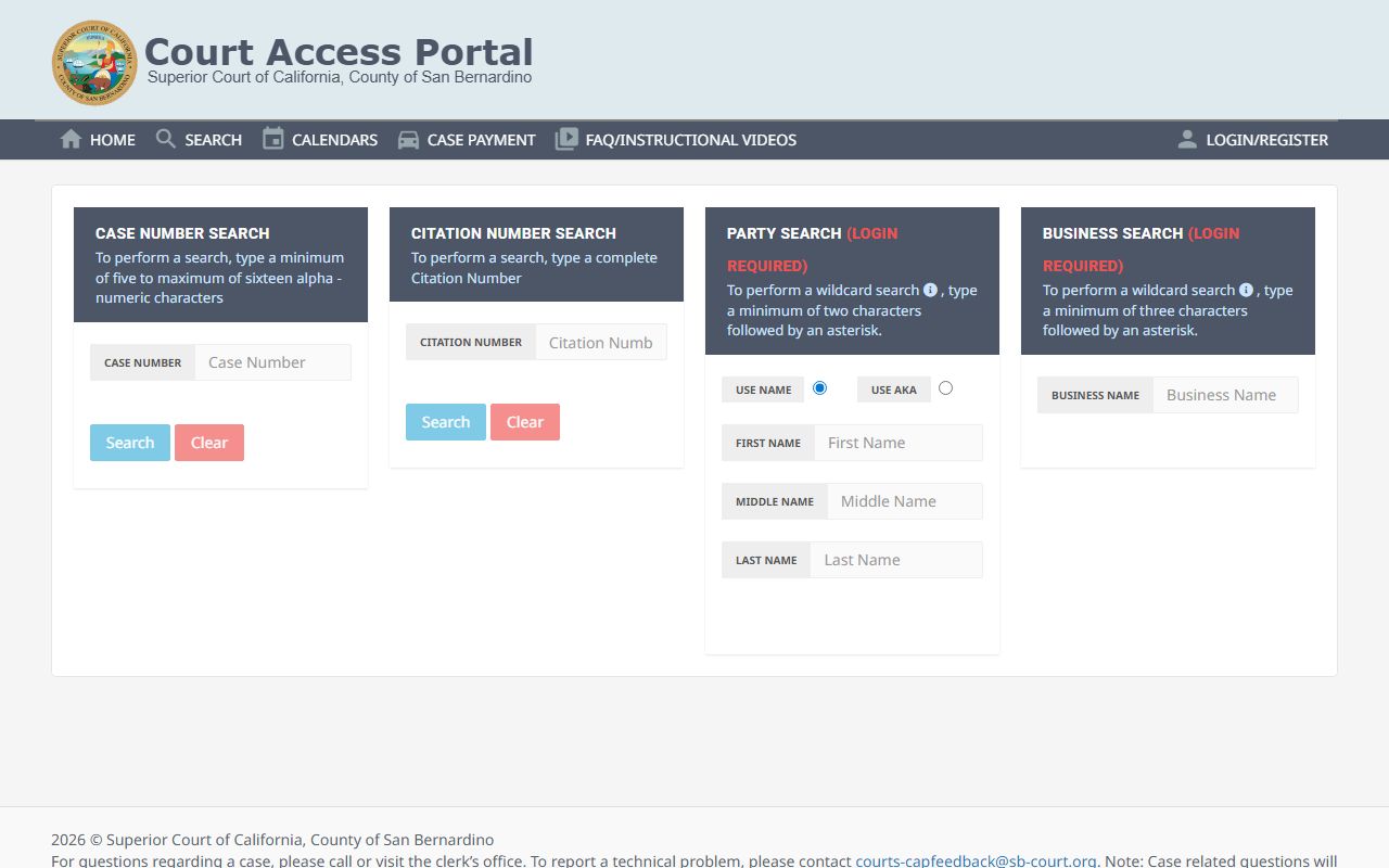 San Bernardino Superior Court access portal