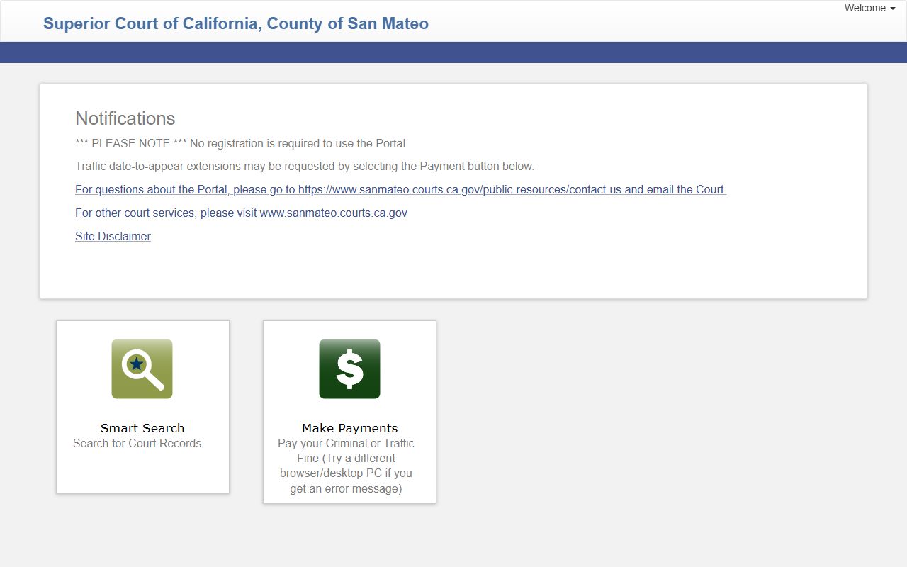 San Mateo Superior Court Odyssey Portal for case access